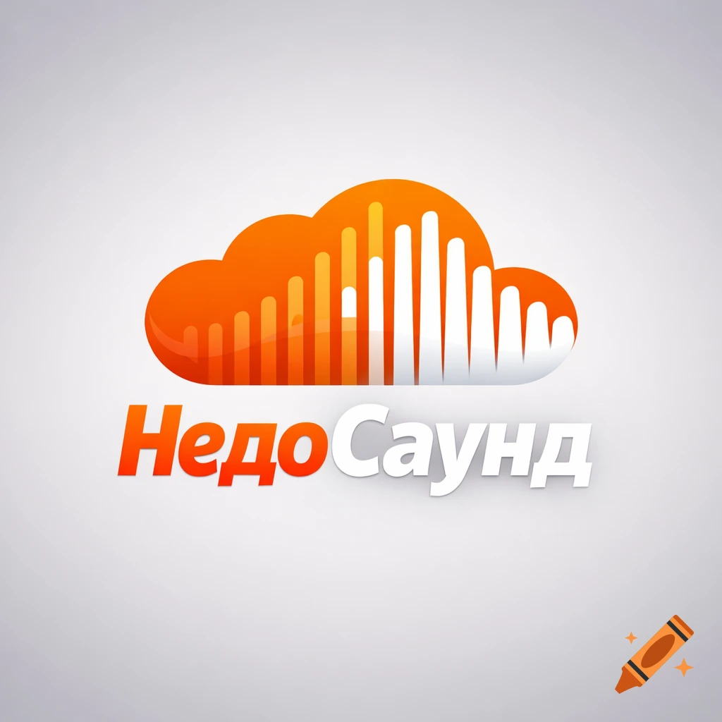 Logo featuring an orange cloud with white and orange sound bars, and the text "НедоСаунд" below it.