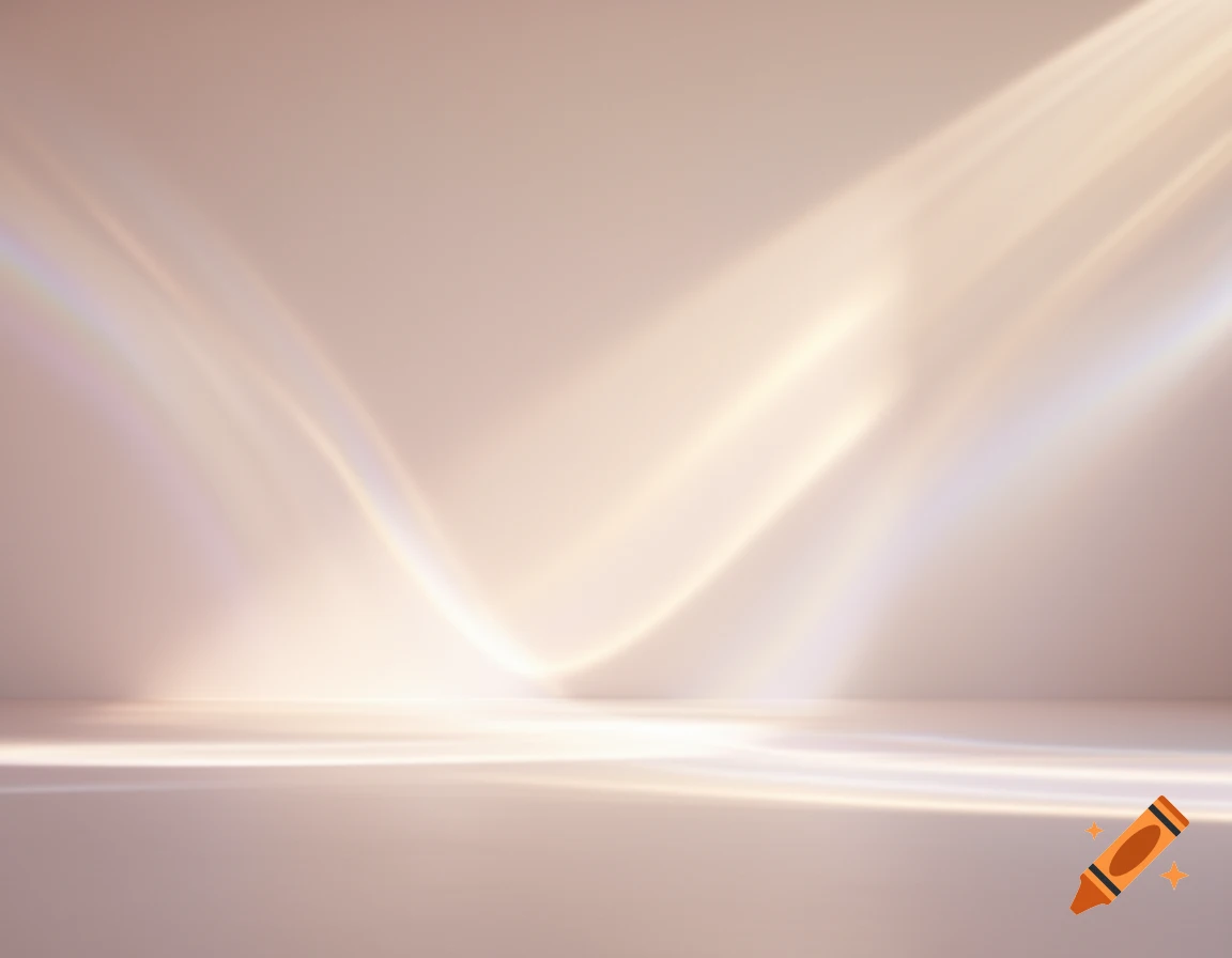 Soft, ethereal golden light beams gently flow across a warm, neutral-toned minimalist background.