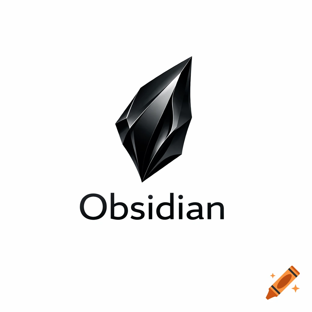 A stylized black obsidian crystal logo with the word Obsidian beneath it on a white background.