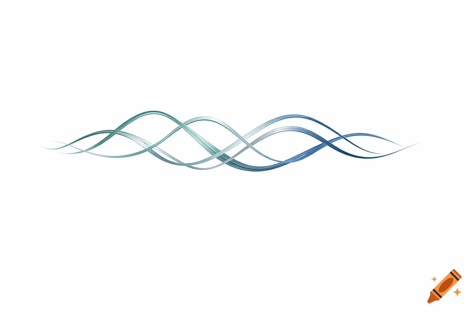 Abstract logo with intertwining blue and teal waves.
