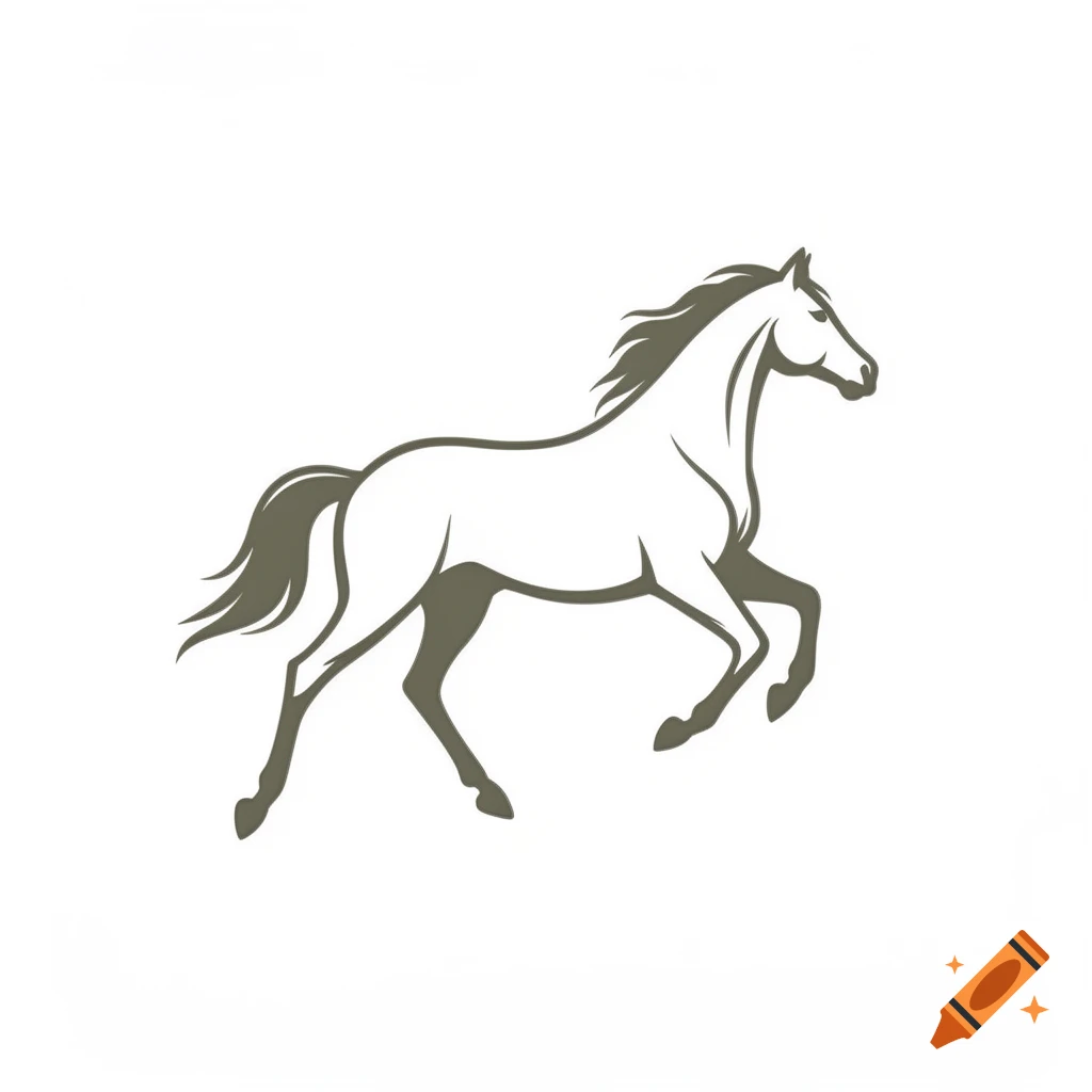 A minimalist outline illustration of a horse galloping.