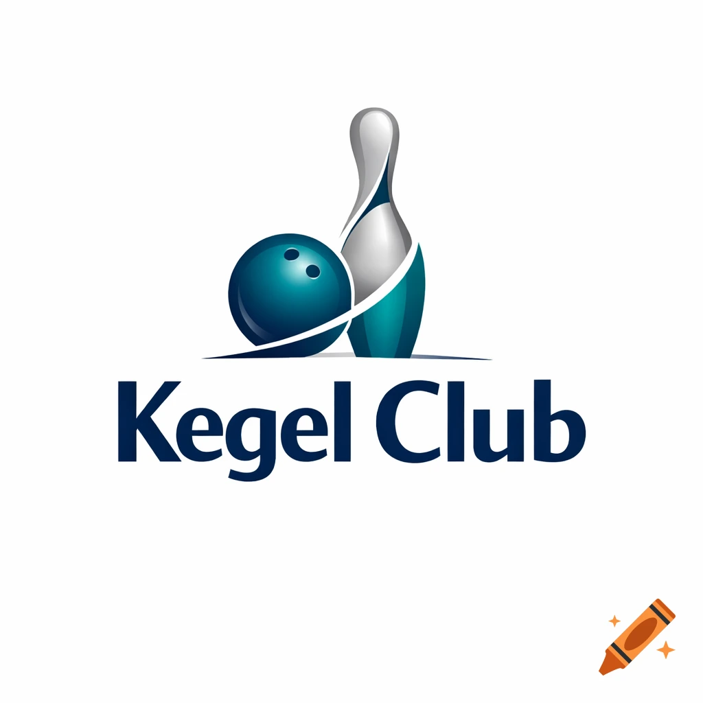 A stylized logo with a teal bowling ball and pin, with the text "Kegel Club" in dark blue.