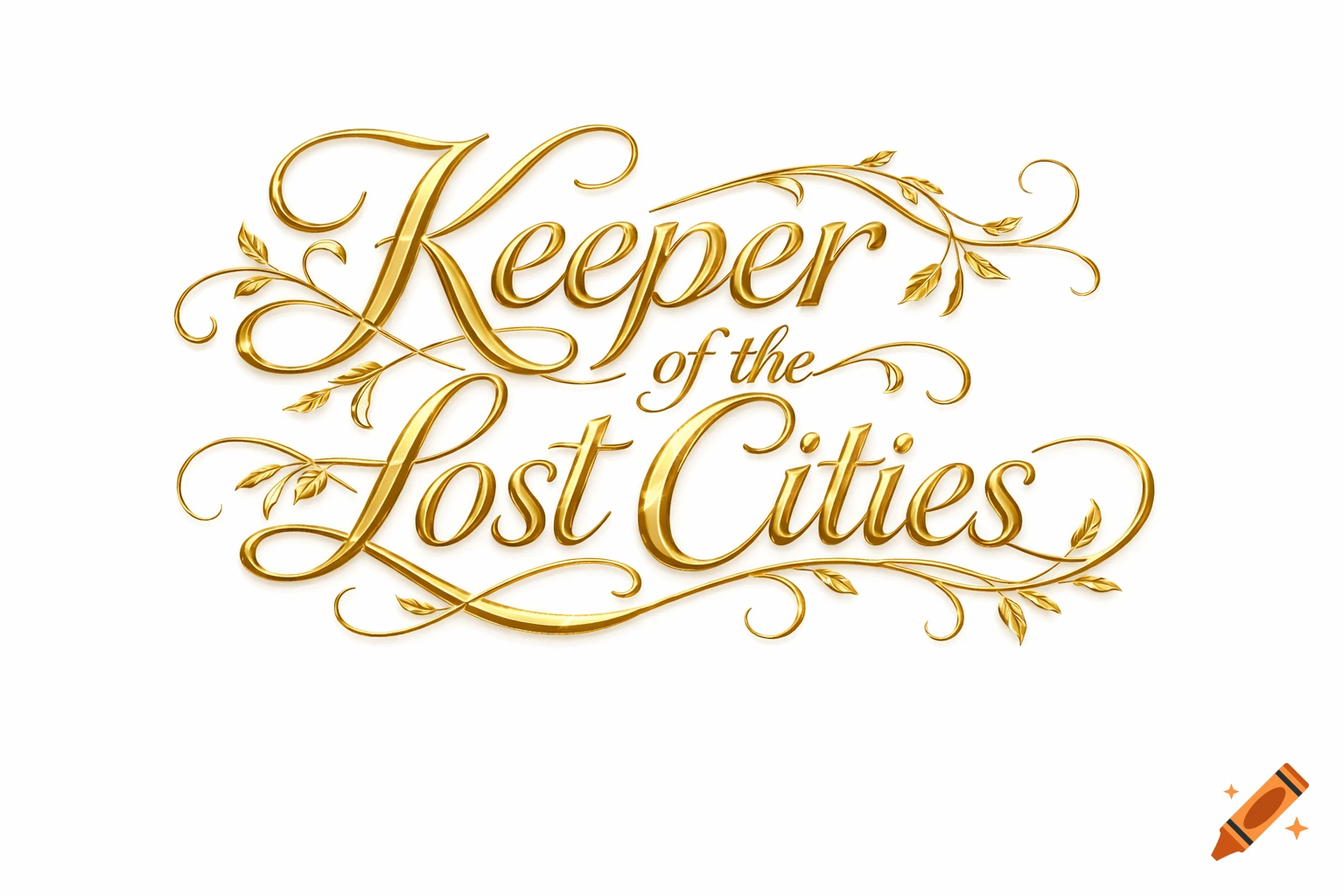 Golden cursive text "Keeper of the Lost Cities" with elegant intertwining vines on a clean white background.