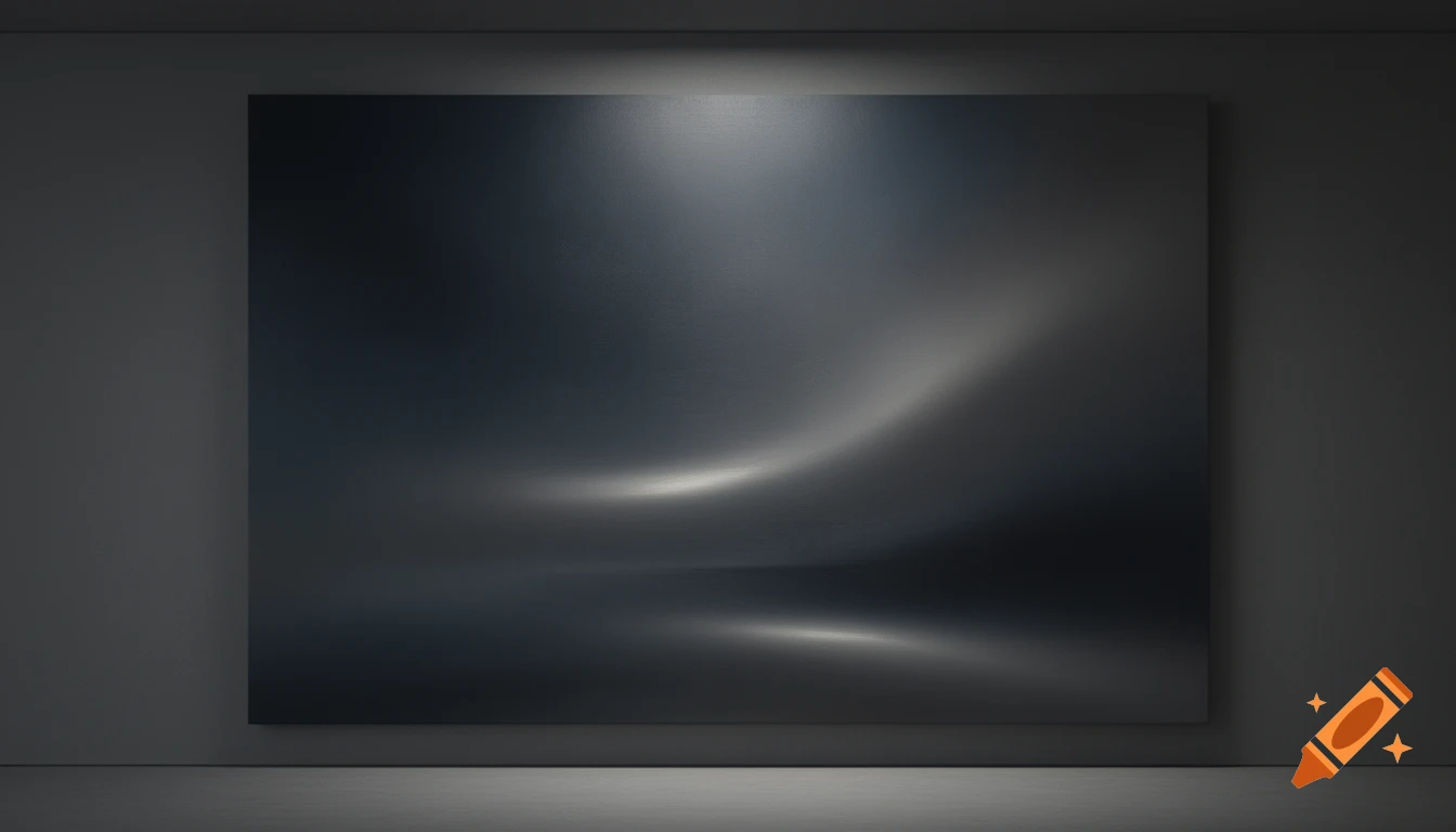 A dark, minimalist abstract artwork with subtle gradients and soft, curving light accents.