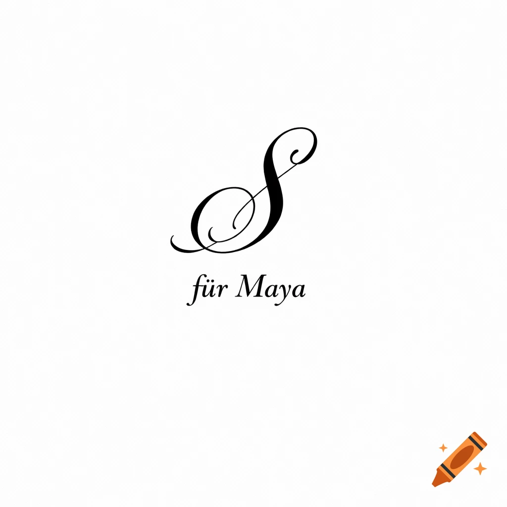 A large black calligraphic letter S above the text "für Maya" on a white background.