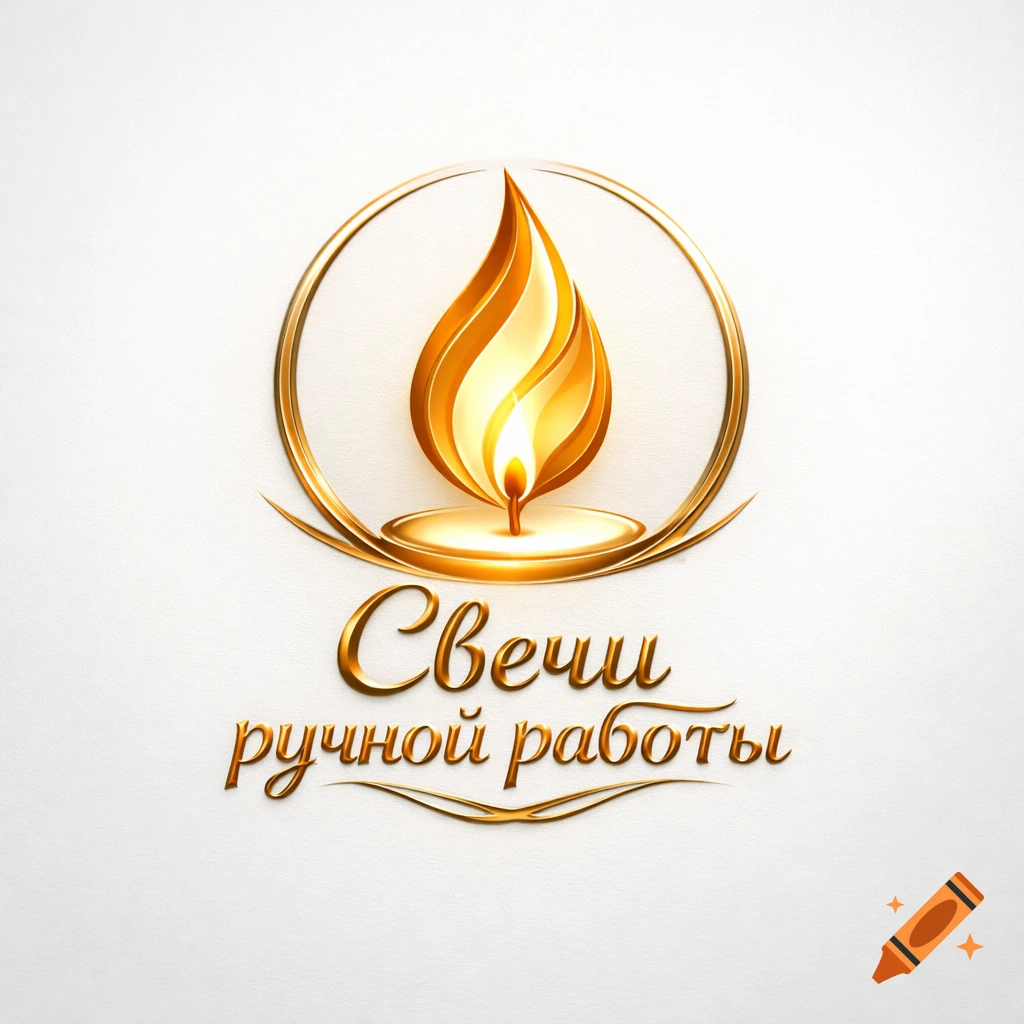 A gold stylized candle flame logo within a circle, with 'Handmade candles' text below on a white background.