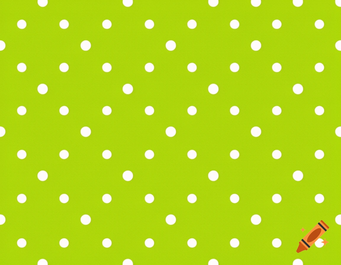 A lime green background with a repeating pattern of evenly spaced white polka dots.