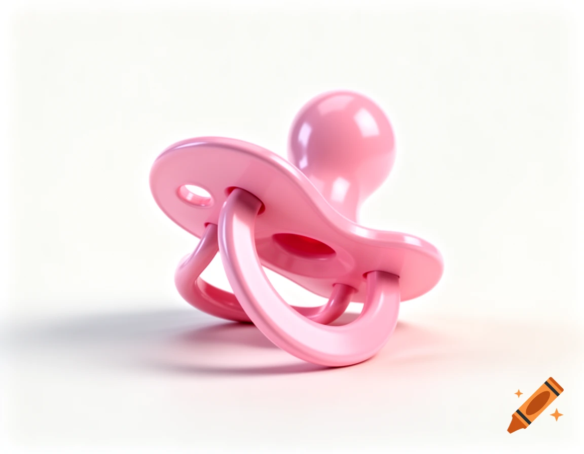 A bright pink pacifier on a white background.