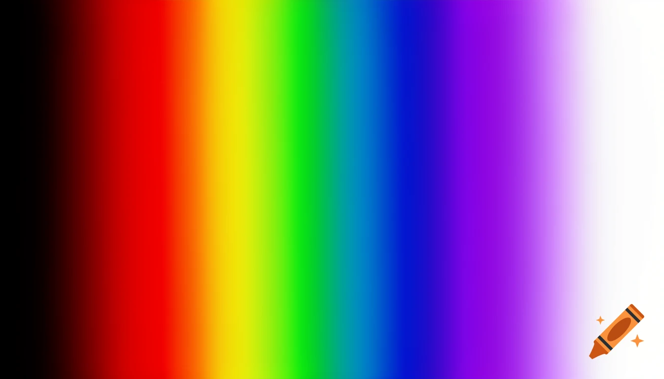 A vibrant horizontal color gradient transitions from black to red, orange, yellow, green, blue, purple, and white.