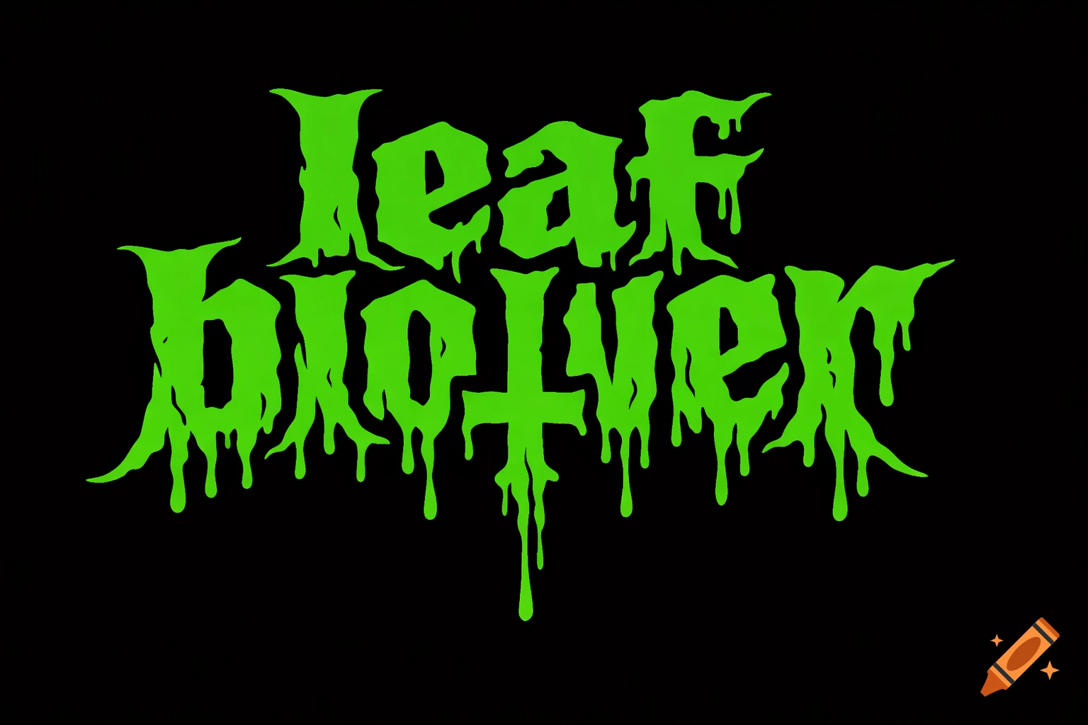 A bright green, dripping heavy metal band logo for 'Leaf Blower' on a black background, featuring an inverted cross 't'.