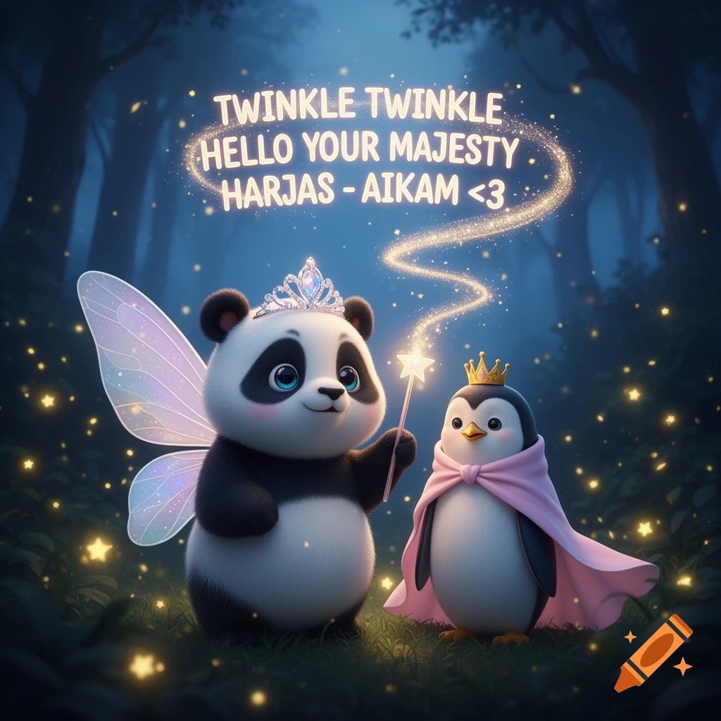 Princess Riding A Panda A cute fairy panda with a crown and magic wand stands with a princess ...