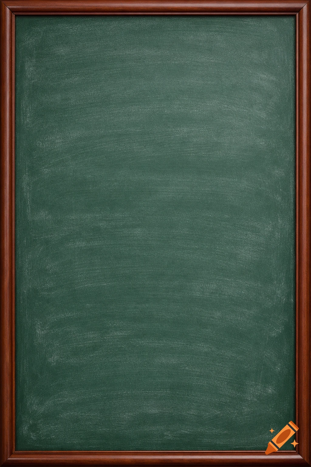 A dark green blackboard with a thin wooden frame and chalk smudges.