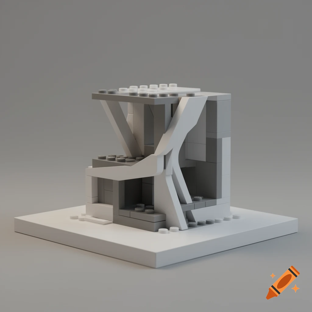 A 3D render of a minimalist architectural structure constructed from ...