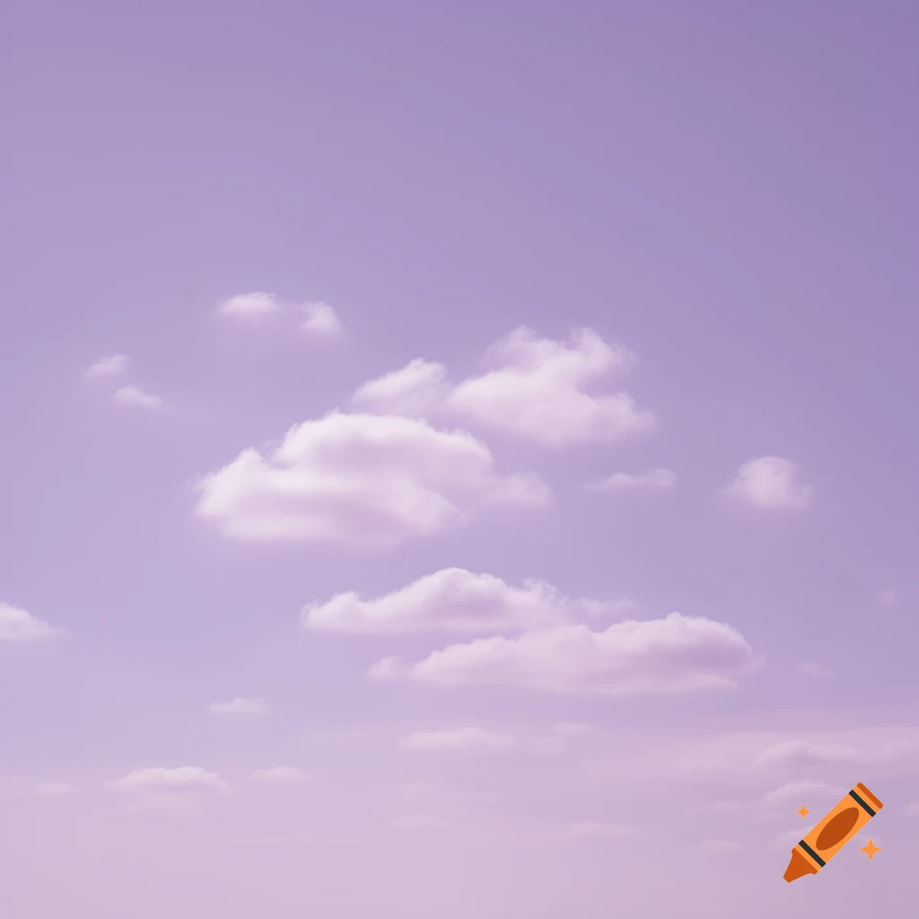 A lavender sky with soft white and light pink clouds.