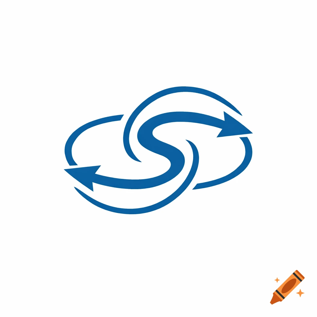 Blue logo with two interlocking curved arrows creating a continuous flow symbol and a negative space 'S' shape on white.