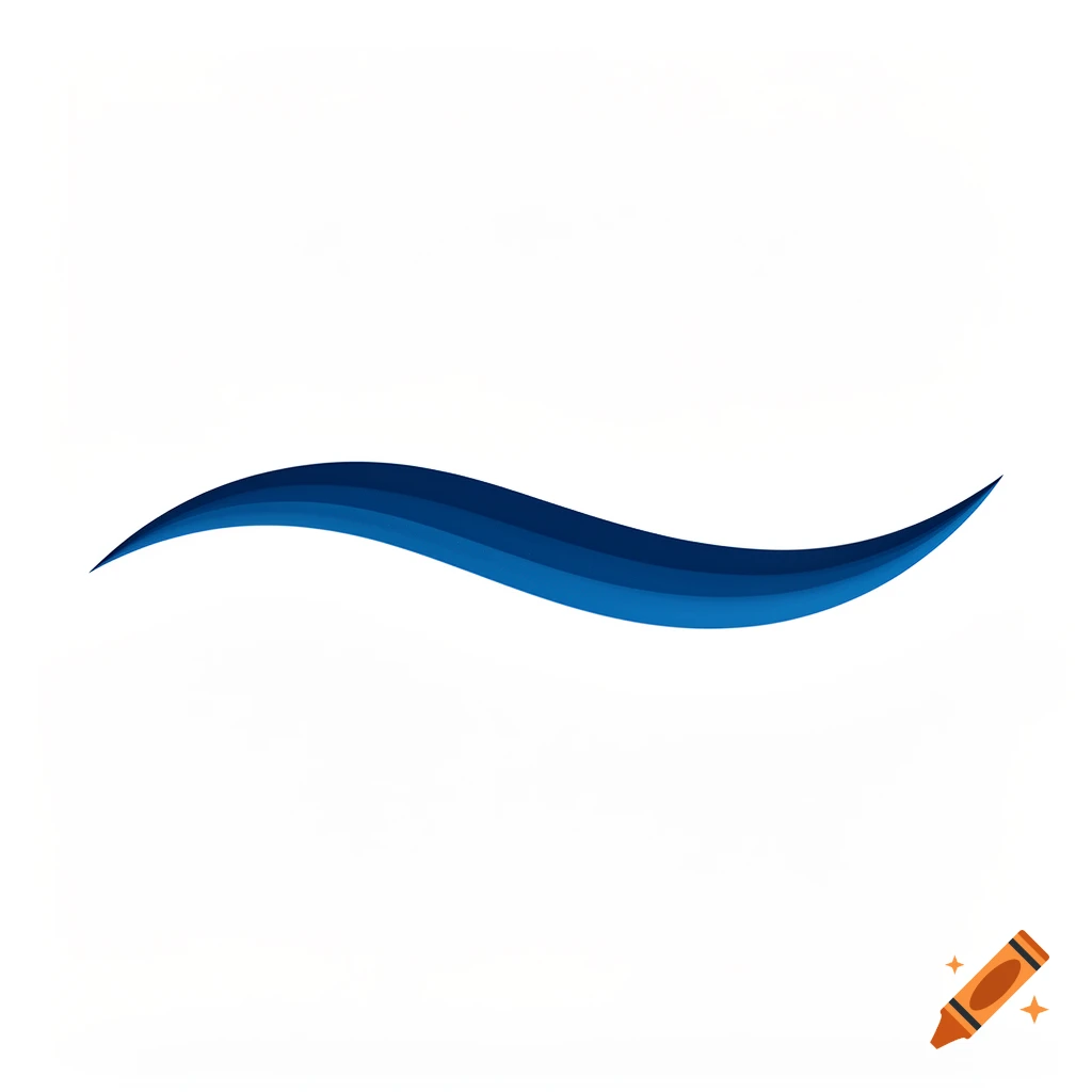 A flat, vector graphic of a smooth, layered blue wave curve against a white background.
