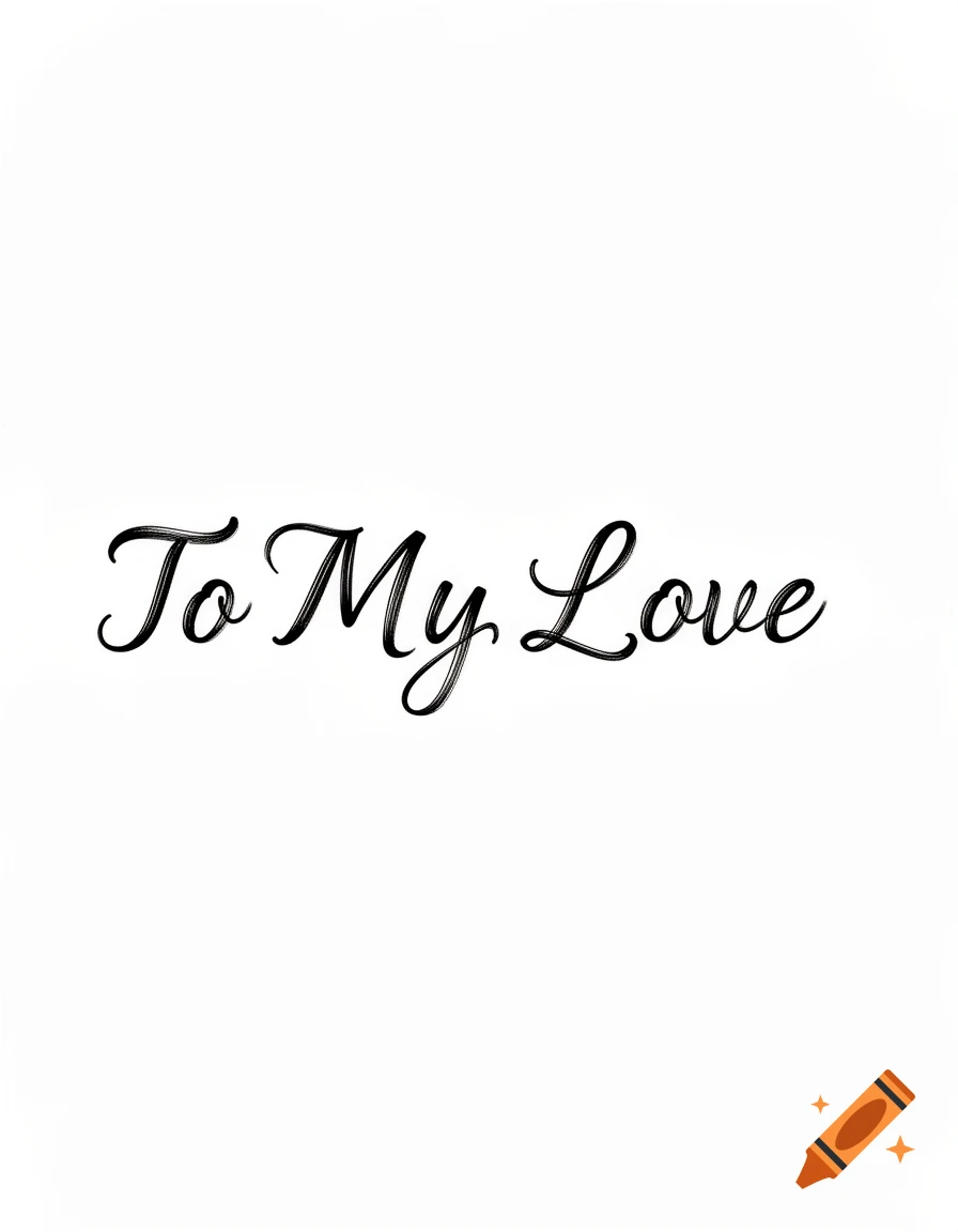 Black elegant script text 'To My Love' on a clean white background.