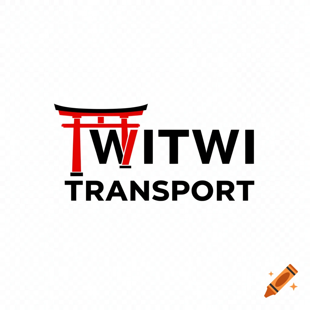Logo for TWITWI TRANSPORT with black text and a red Japanese torii gate symbol.