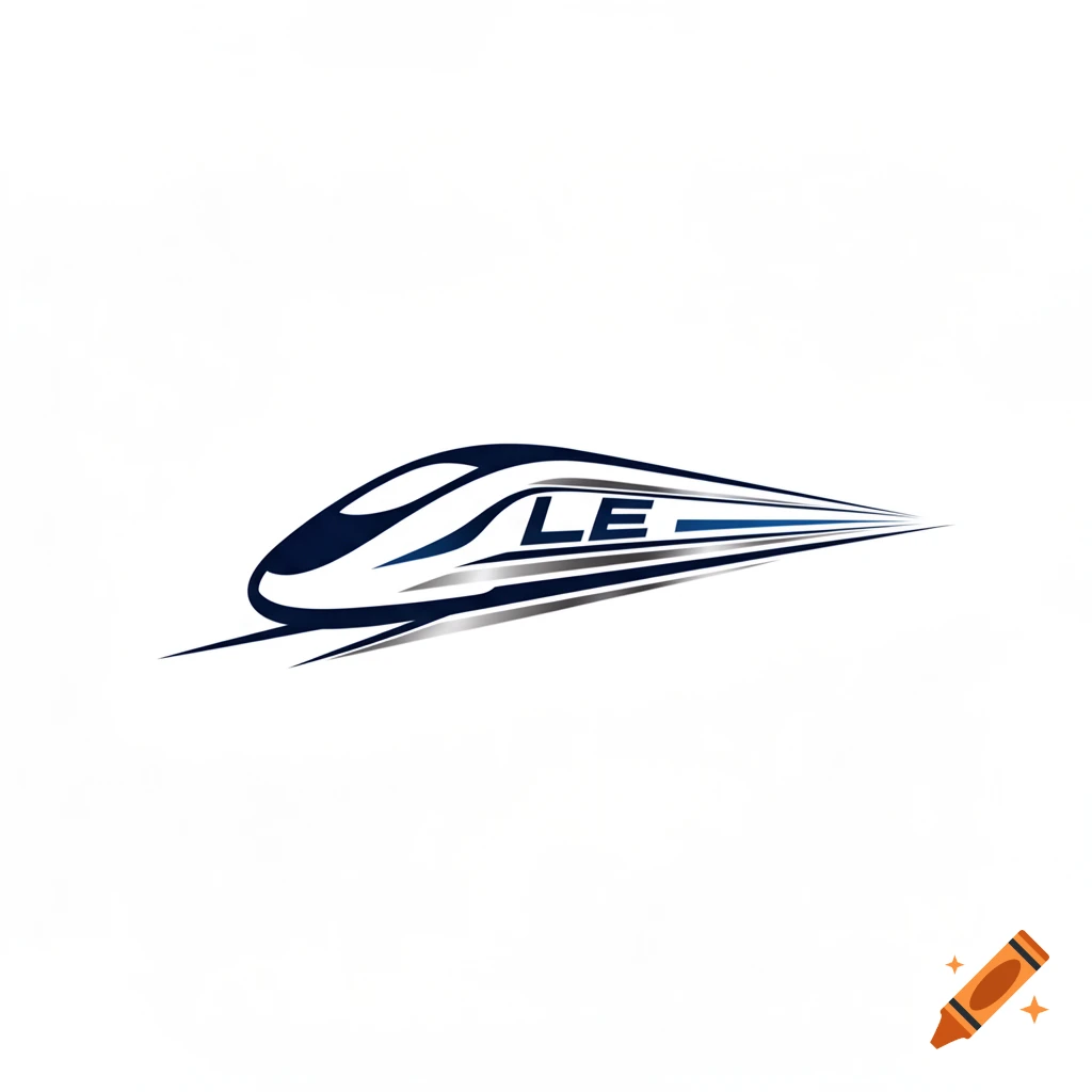 A stylized dark blue and white logo of a high-speed train with the letters LE on its side, against a white background.
