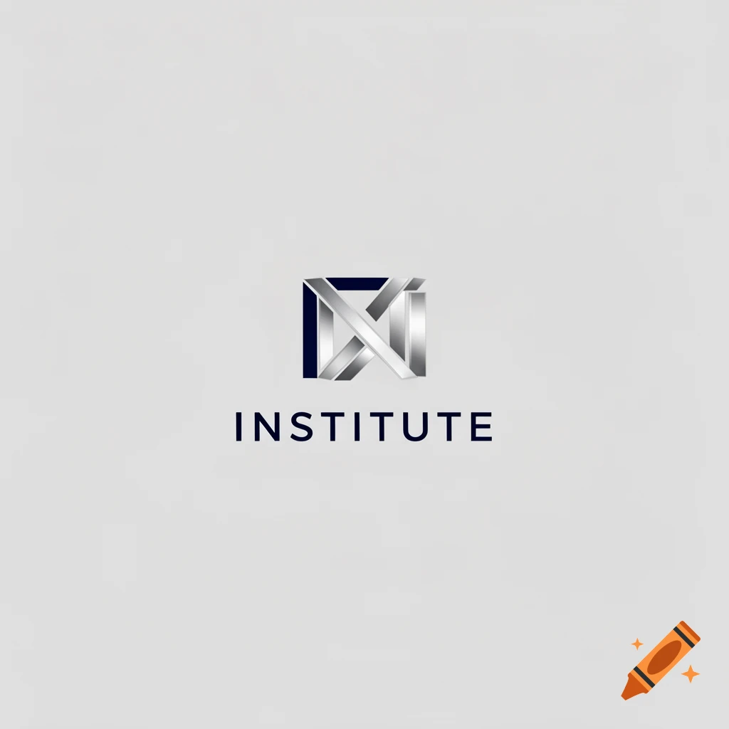 Modern, minimalist logo featuring a silver and dark blue abstract geometric mark above the word "INSTITUTE" in dark blue uppercase letters.