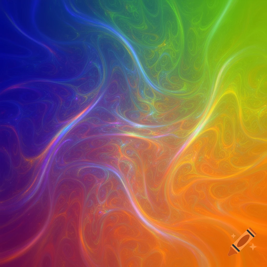 A vibrant, swirling psychedelic gradient with blues, purples, oranges, yellows, and greens creating an ethereal pattern.