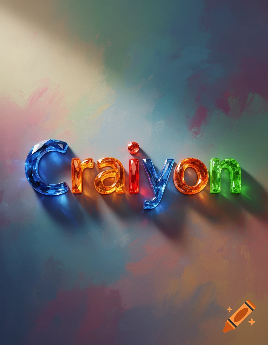 The word 'Craiyon' rendered in sparkling, colorful gem-like letters on a painterly, textured background.