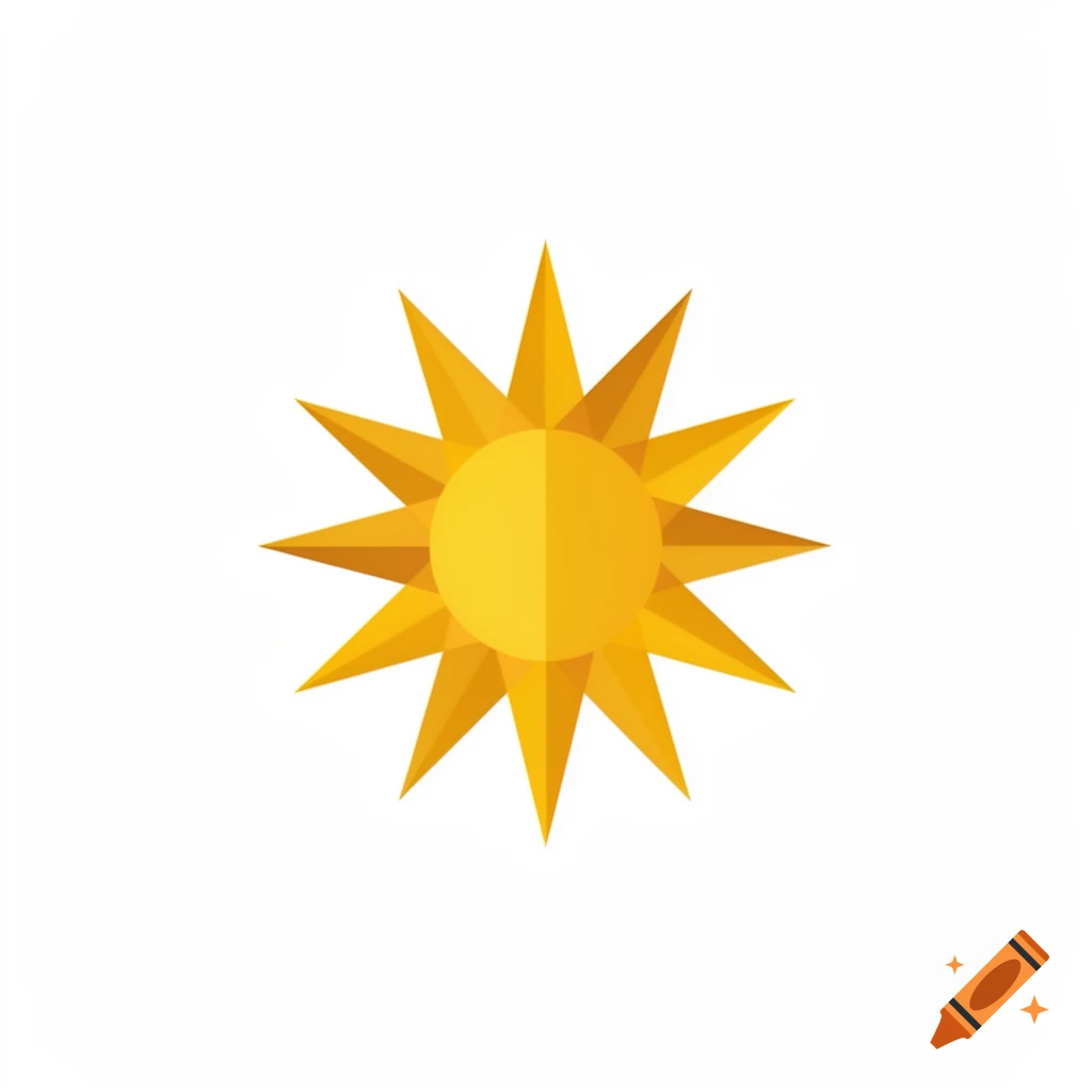 A stylized yellow and orange sun icon with sharp rays on a white background.