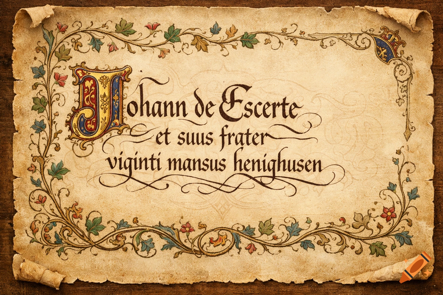 Medieval illuminated manuscript on parchment with ornate calligraphy and floral border.