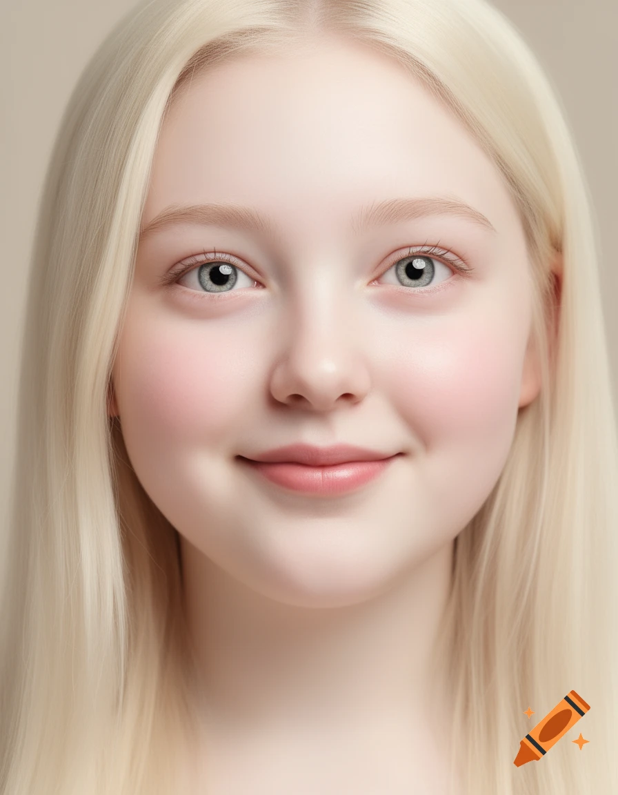 Close-up portrait of a young woman with very fair skin, blonde hair ...