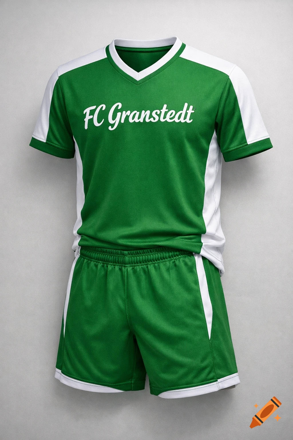 A green and white sports uniform with "FC Granstedt" written on the jersey, displayed against a light grey background.