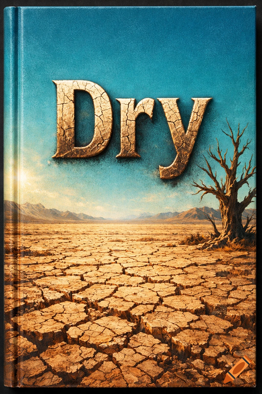 A book cover titled 'Dry' with cracked, dry earth in a desert landscape ...