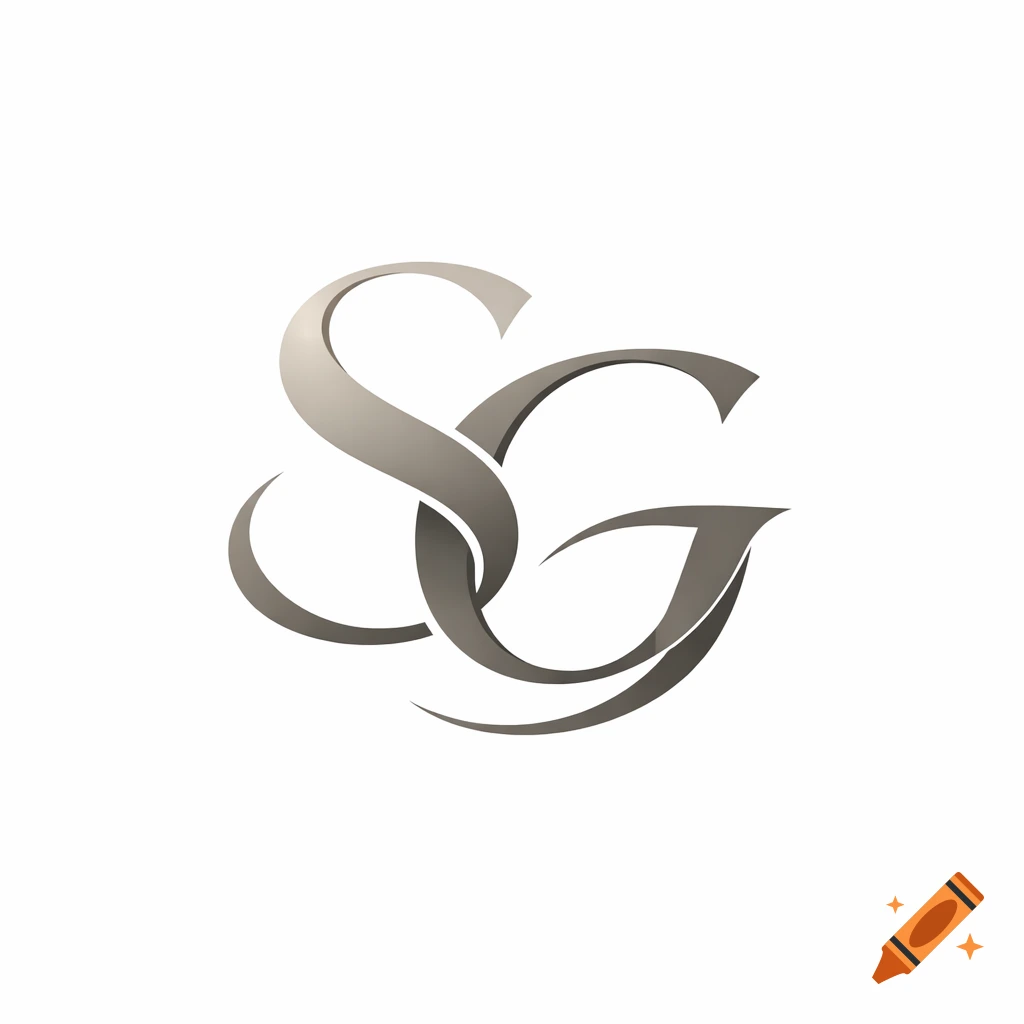 Modern logo combining stylized letters S and G with fluid organic shapes and a metallic gradient on a white background.