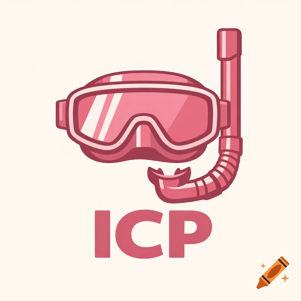 Rose pink snorkel mask and tube set with 'ICP' in pink text below it, in a clean, flat illustration style.