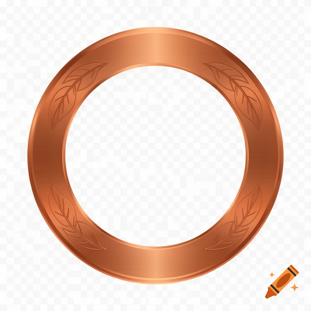 A circular brushed bronze avatar frame with engraved leaf patterns on a transparent background.