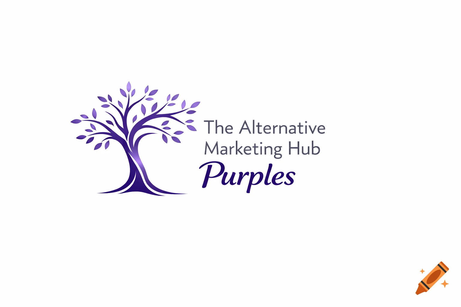 Logo with a stylized purple tree on the left and text 'The Alternative Marketing Hub Purples' on the right.