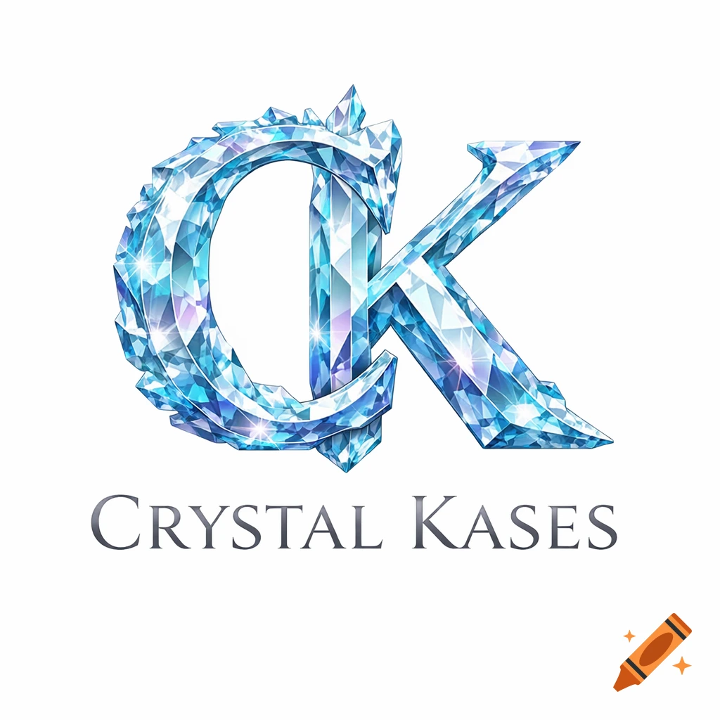 Logo for Crystal Kases featuring stylized blue crystal letters 'CK' above the company name.
