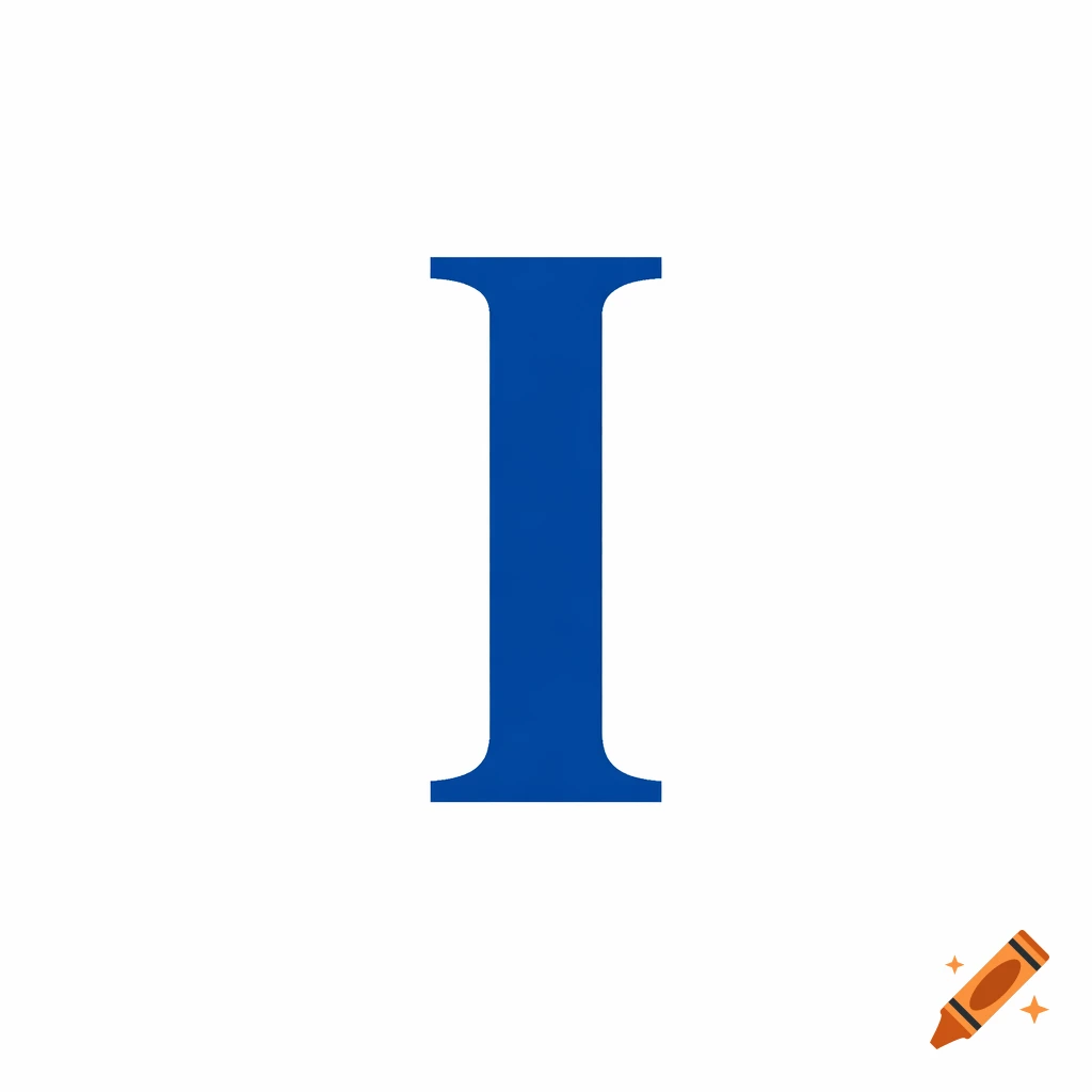 A large, bold blue Roman numeral I against a white background.