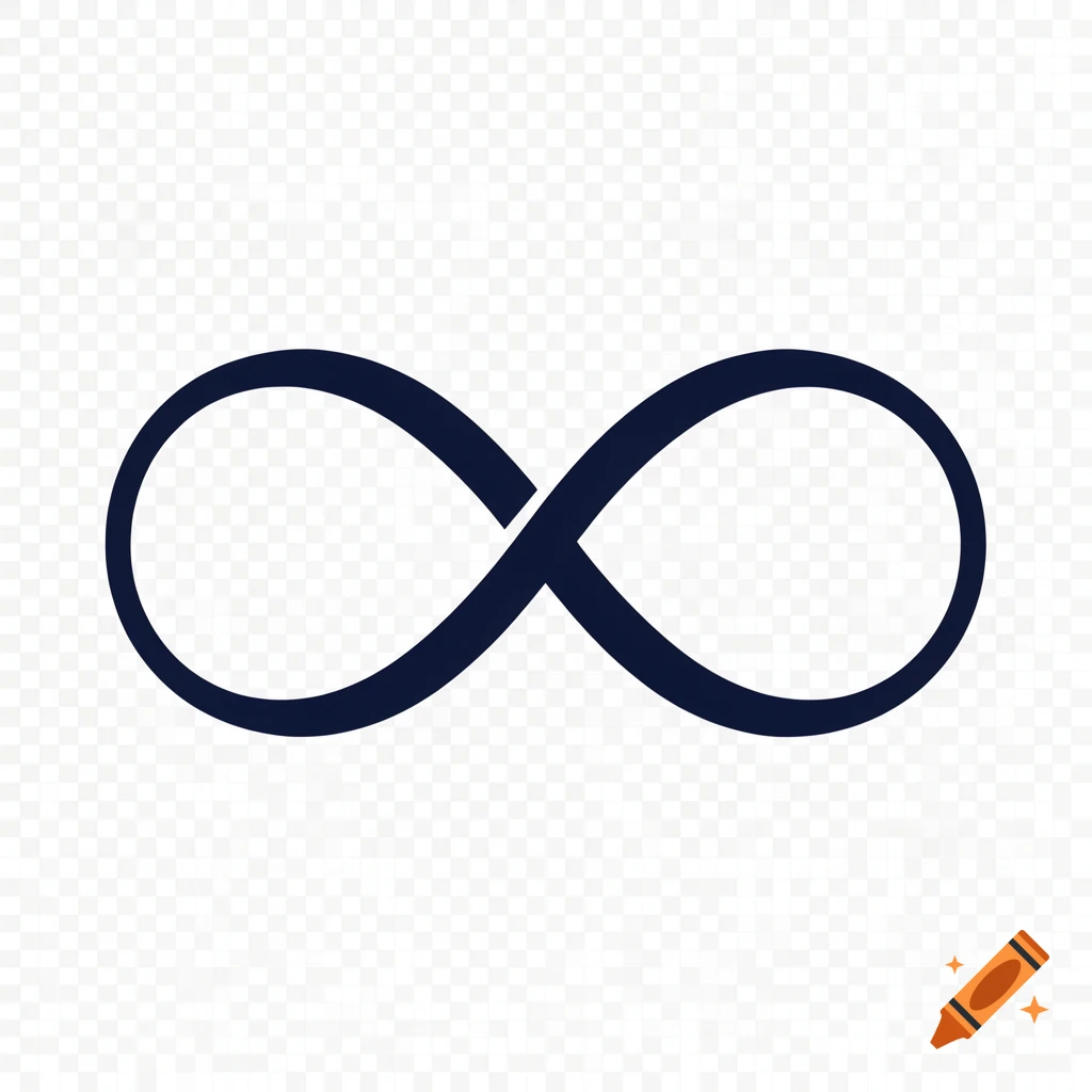 A dark blue infinity symbol on a transparent background.