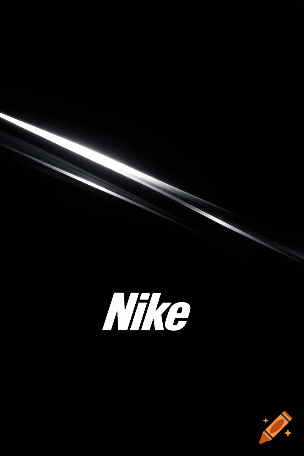 The white Nike logo in bold, italicized text on a solid black background, with diagonal white light streaks.