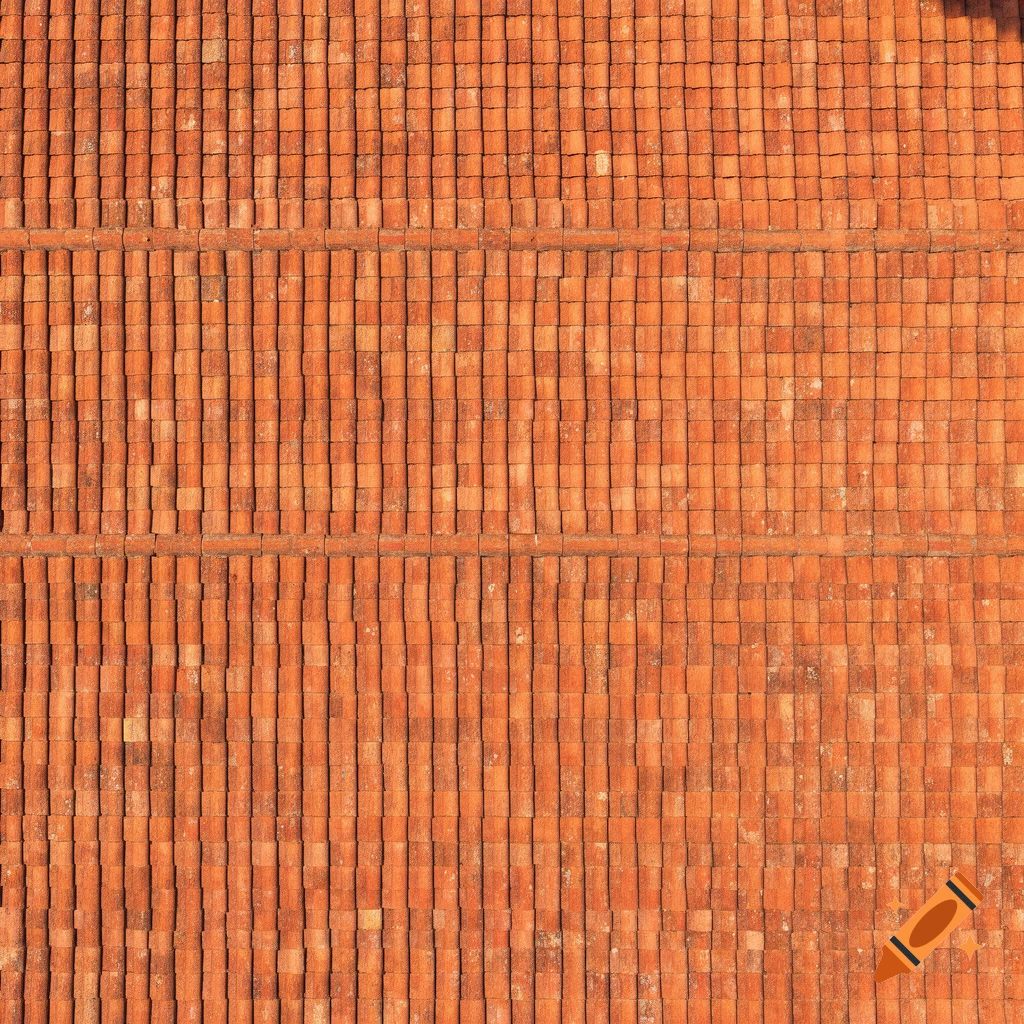 A seamless, top-down view of a terracotta tile roof, showing rows of reddish-orange tiles.