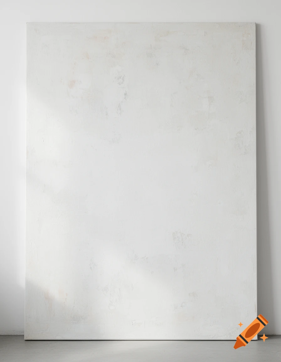 Large textured off-white panel leaning against a white wall with a subtle shadow.
