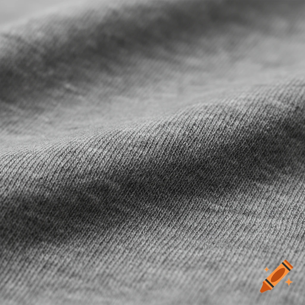 Detailed close-up of folded gray fabric with a visible textile texture.
