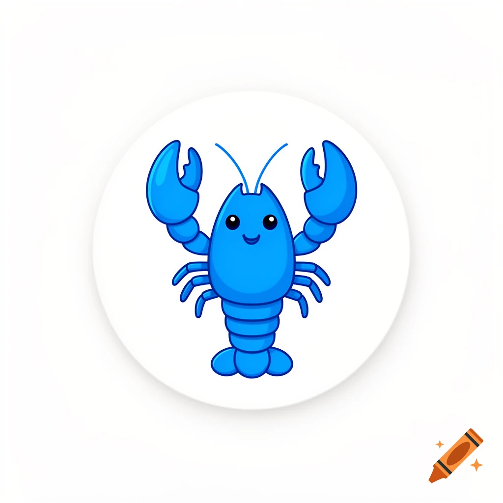A cute, vibrant electric blue cartoon lobster with a friendly expression, depicted as a round profile icon on a white background.