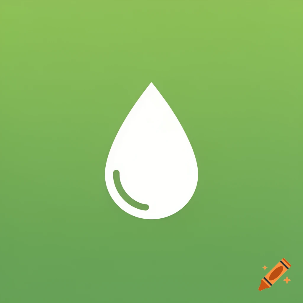 A white teardrop icon with a small curve inside, centered on a green gradient background.