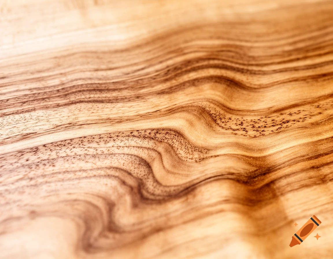 A close-up of light brown beech wood grain with wavy, dark patterns creating an organic texture.