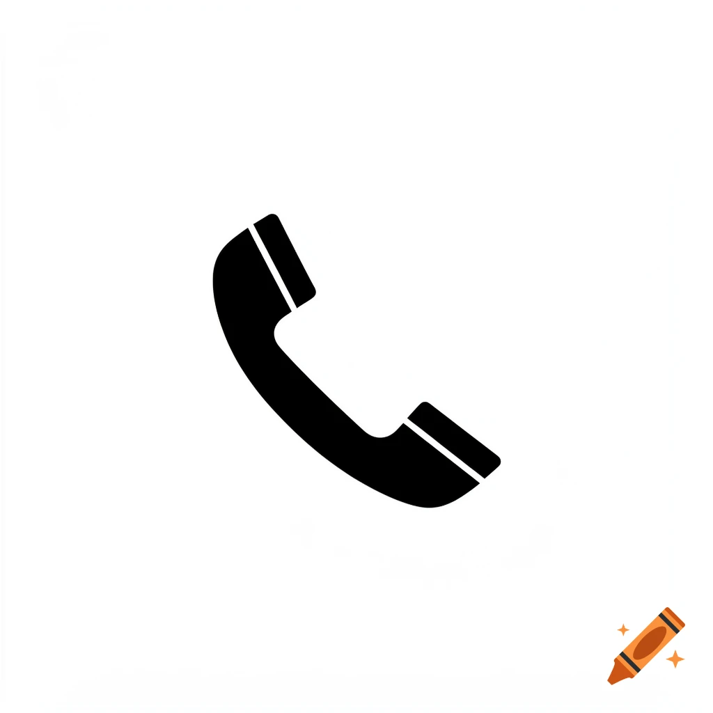 A black stylized telephone receiver icon on a white background.
