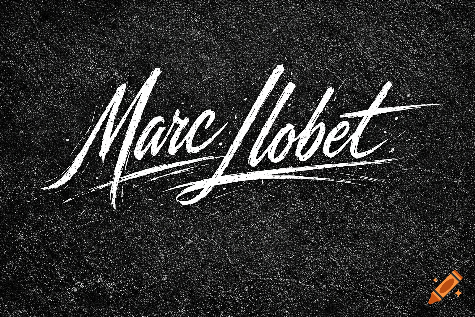 White distressed cursive script of 'Marc Llobet' on a black textured background.