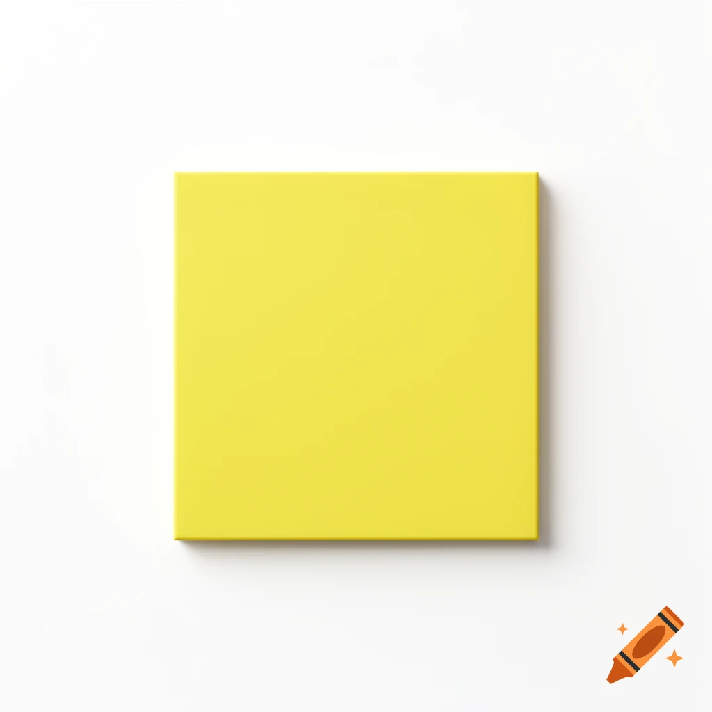 A vibrant yellow square centered on a clean white background, with a subtle shadow.