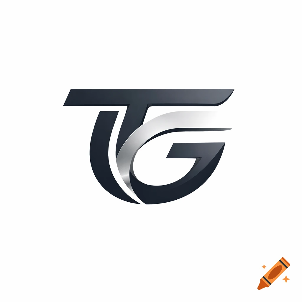 A sleek, metallic logo featuring stylized dark gray and silver letters 'TG' on a white background.