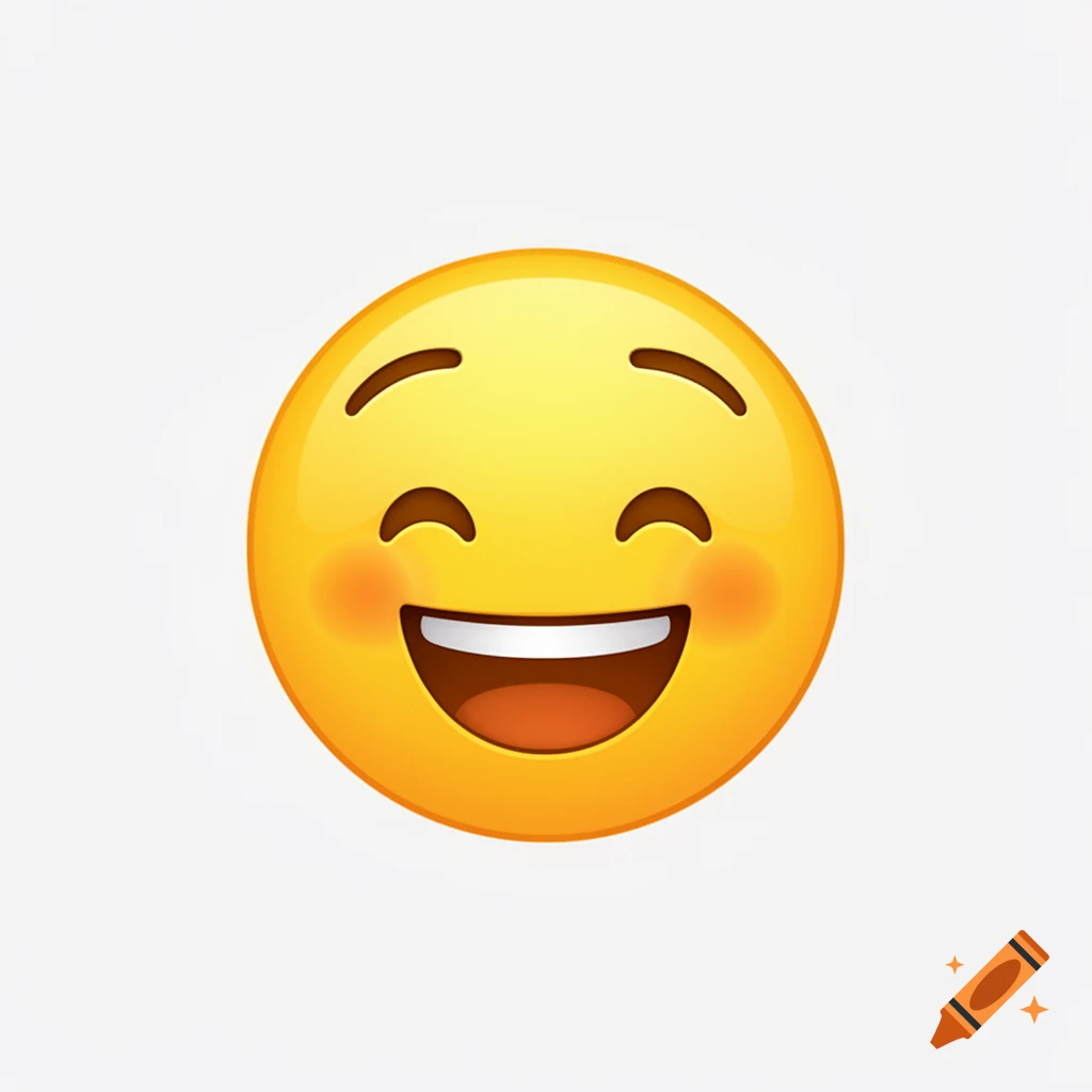 Bright yellow smiling emoji with closed eyes and rosy cheeks.